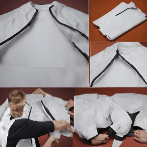 Cara memasang kain karet di lengan jaket